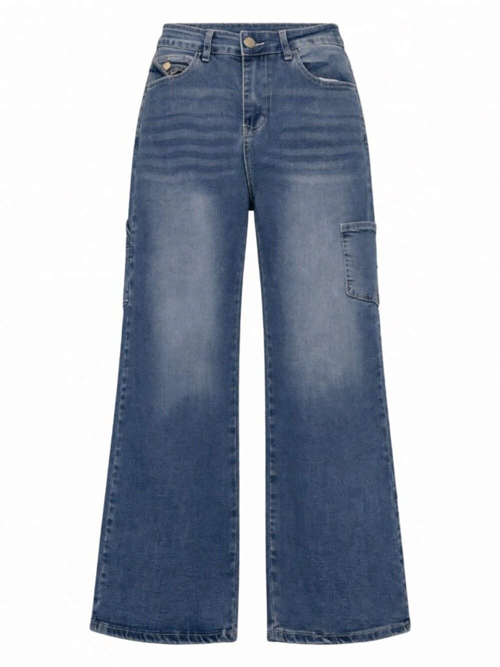 HME Women's Wide Leg Jeans M Blue Denim Stretch Cotton Blend